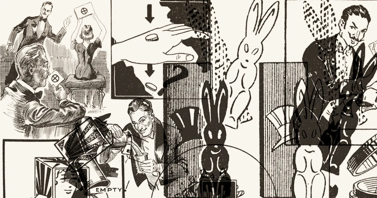 Collage of vintage magic illustrations